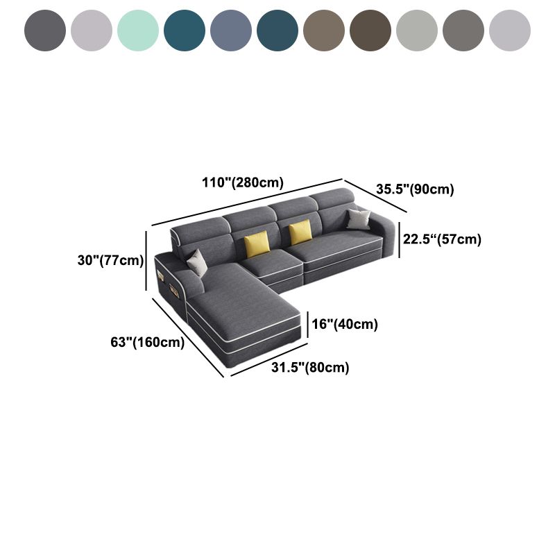 Scandinavo a forma di L sezionale con braccio quadrato e spazio per quattro persone
