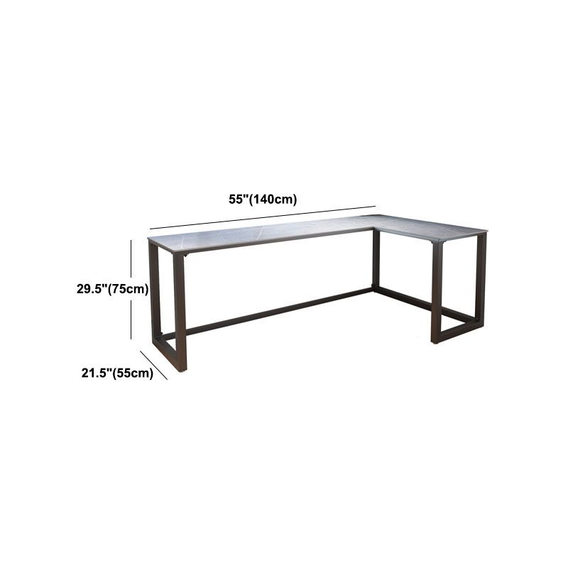 Escritorio de escritura de piedra gris contemporánea Desk de oficina de lanar en trineo L para hogar