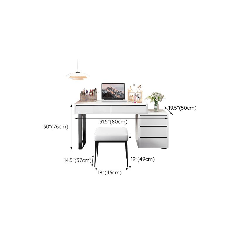 19.68 "引き出し付き幅の木製の虚栄心セット明るい白いメイクアップ虚栄心