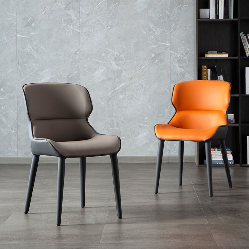 Modern Faux Leather Indoor Upholstered Dining Chair Matte Finish Wingback Side Chair Clearhalo 'Dining Chairs' 'Dining Tables & Seating' 'dining_chair' 'furn' 'furn_dining_chair' 'Furniture' 'furniture_dining_chair' 'Kitchen & Dining Furniture' 1200x1200_6685dd9f-70b4-4dd6-9e5a-4e8a25375865