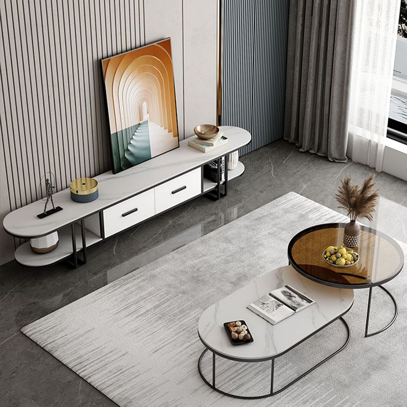 Hedendaagse Slate Top TV Media Console 2 Lades TV Stand Console