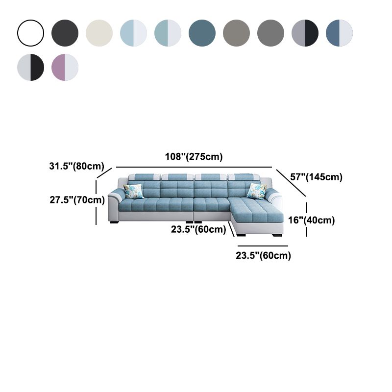 Sewn Pillow Back Sofa with Ottoman Included and Storage for Four People Clearhalo 'Furniture' 'furniture_sectionals' 'Living Room Furniture' 'Sectionals' 1200x1200_6686e173-ed25-4b4c-bd8d-03224ea8e70f