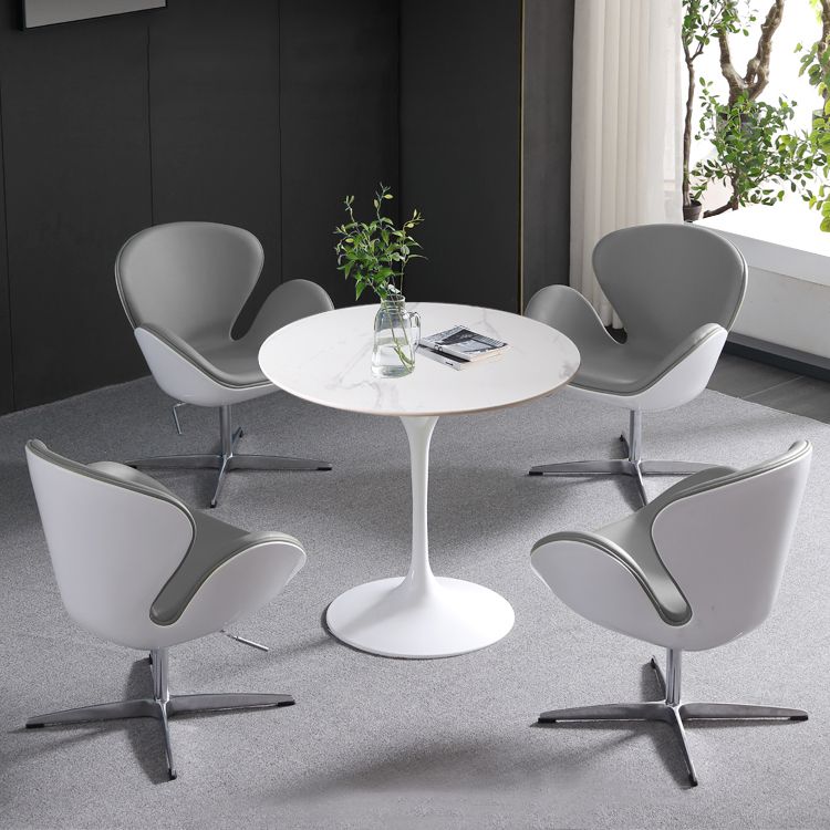 Simplicity Round Dining Table Sintered Stone Table with White Tulip Base for Dining Room Clearhalo ' dining_table' 'Dining Tables & Seating' 'Dining Tables' 'furn' 'furn_dining_table' 'Furniture' 'furniture_dining_table' 'Kitchen & Dining Furniture' 'kitchen&dining_furn' 'kitchen' 'kitchen_dining_table' 1200x1200_6687ebf6-bec8-497c-9753-7c850539c588