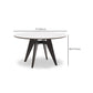 48 Inch Modern White Stone Top Dining Table with 4 Black Oak Legs
