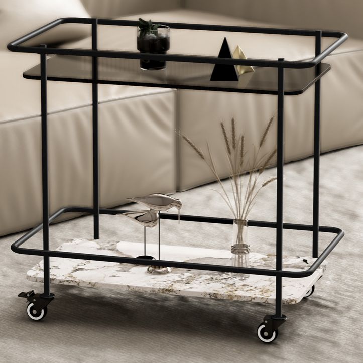 長方形のガラス上部面表23.22 "棚付きの背の高い金属ベースエンドテーブル