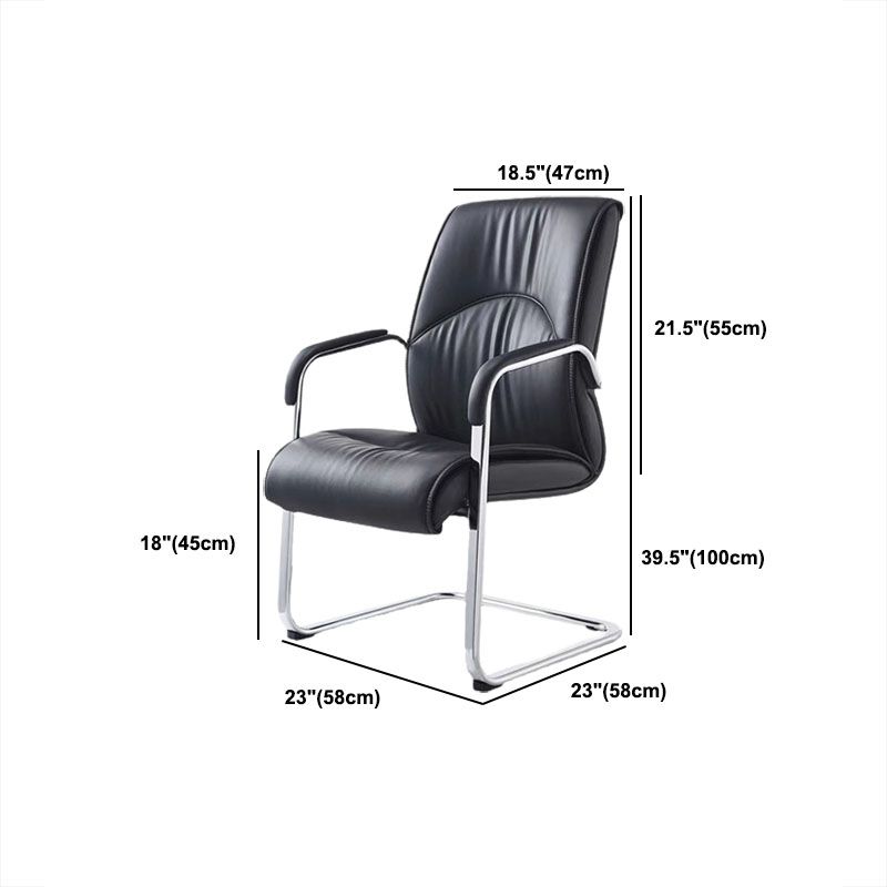 Modern Leather Management Conference Chair No Wheels Conference Chair Clearhalo 'furn' 'furn_office_chair' 'Furniture' 'Office Chairs' 'Office Furniture' 'office_chair' 1200x1200_66894d8d-e3b1-4859-9599-38b9fb478ac7