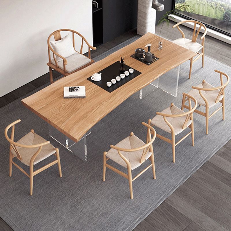 Escritorio de oficina moderno de 30 "H escritorio de oficina acrílico de madera maciza natural