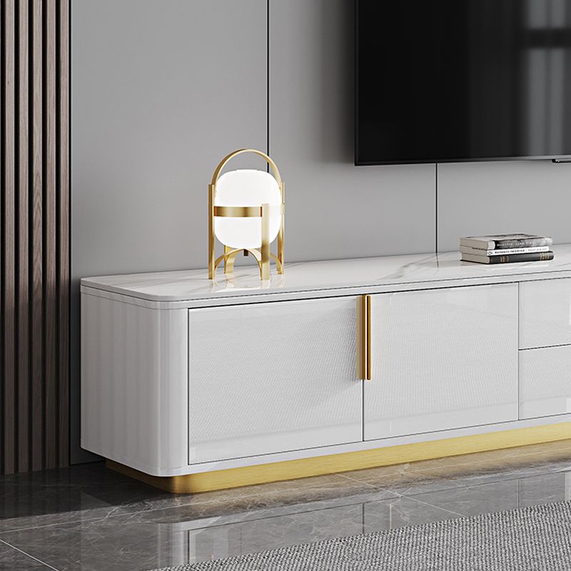 Console multimediale per TV Glam da 16" W, contenitore chiuso, console multimediale per TV con cassetti