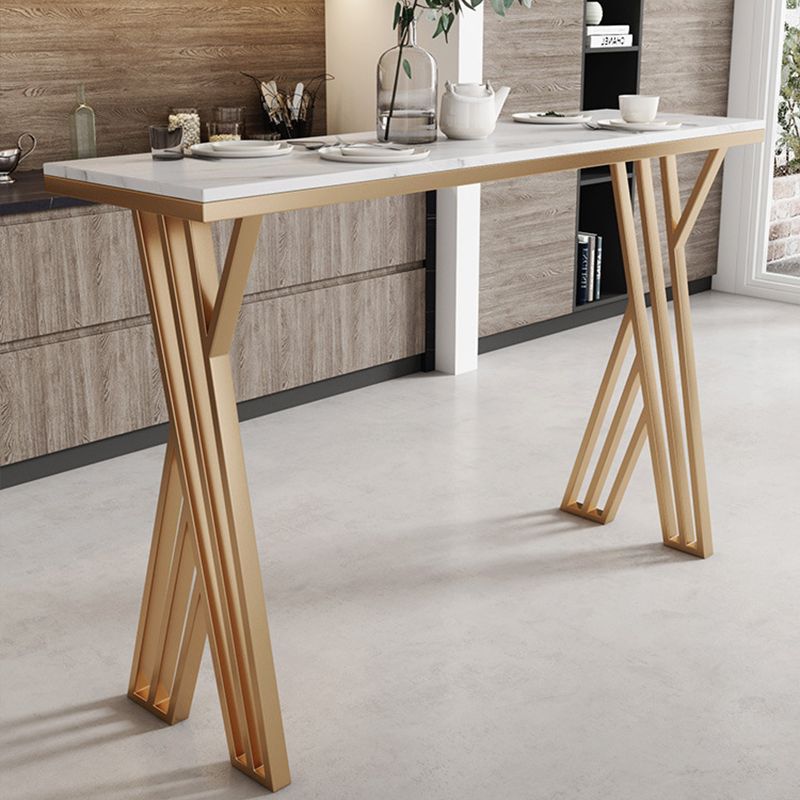 Glam Bar-height Table Faux Marble Top Bistro Pub Table with Gold Base Clearhalo 'Bar Furniture' 'Bar Tables' 'bar_tables' 'furn' 'furn_bar_tables' 'Furniture' 'Kitchen & Dining Furniture' 1200x1200_668c0bbe-7497-4d73-9733-b6cafdc7da44