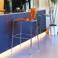 Taburete de mostrador con base plateada moderno, reposapiés acrílico rectangular, taburete de altura