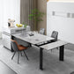 Modern Rectangular Stone Top Dining Table Extendable for Small Spaces in Grey