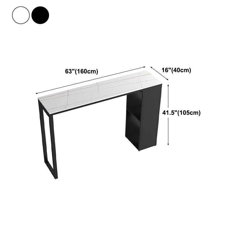 Industrial Stone Indoor Pub Bar Table Iron Double Pedestal Bar Dining Table with 2-Shelf Clearhalo 'Bar Furniture' 'Bar Tables' 'bar_tables' 'furn' 'furn_bar_tables' 'Furniture' 'furniture_bar_tables' 'Kitchen & Dining Furniture' 'kitchen&dining_furn' 'kitchen' 1200x1200_668cdb46-221a-4a13-84bd-4824b204f715