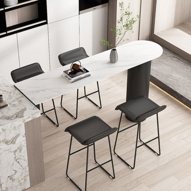 Modern Iron Bar Dining Table with Stone Top Indoor Bistro Table Fixed Table Clearhalo 'Bar Furniture' 'Bar Tables' 'bar_tables' 'furn' 'furn_bar_tables' 'Furniture' 'furniture_bar_tables' 'Kitchen & Dining Furniture' 1200x1200_668e4146-36d9-4135-8d6b-4d12cf0976af