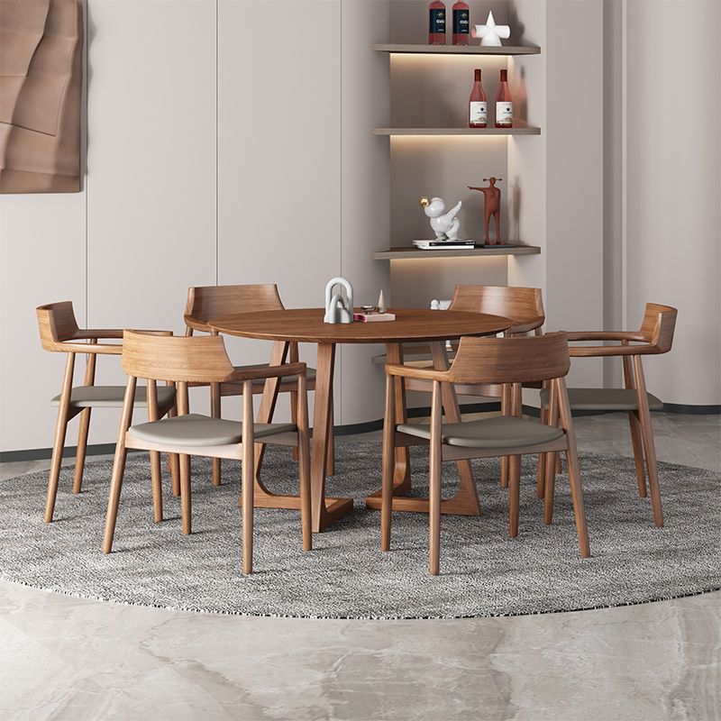 Round Double Pedestal Casual Dining Table Wood Color Fixed Table of Ashwood Solid Wood Clearhalo ' dining_table' 'Dining Tables & Seating' 'Dining Tables' 'furn' 'furn_dining_table' 'Furniture' 'furniture_dining_table' 'Kitchen & Dining Furniture' 'kitchen&dining_furn' 'kitchen' 'kitchen_dining_table' 1200x1200_668ea017-0063-4ae8-ad36-d1b31a4ff066