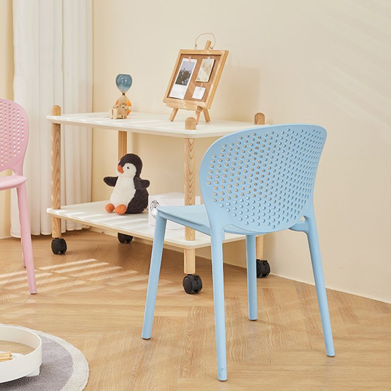 Moderne open achterzijde stoel plastic armloze eetkamerstoel voor restaurant