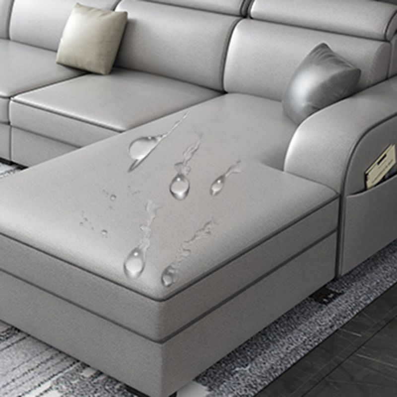 31.49" Tall Sectional Sofa Faux Leather/Linen Modular Sofa with Cushion Back Clearhalo 'furn' 'furn_sectionals' 'Furniture' 'Living Room Furniture' 'Sectionals' 1200x1200_6692b7d0-3337-44d3-af72-67d29fceea93