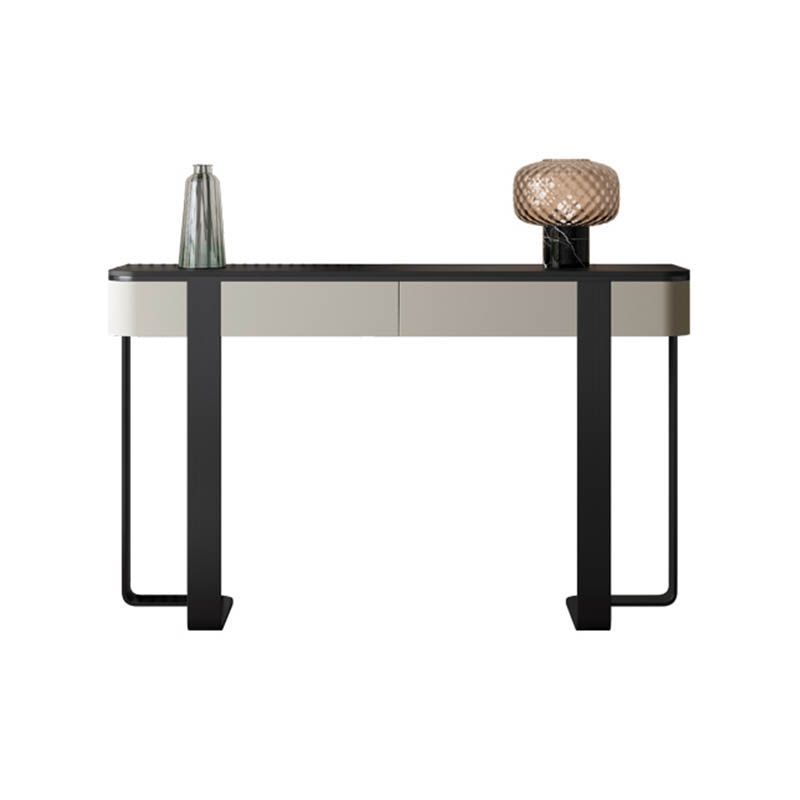 Tavolo da console a mezzaluna moderna Tabella di divano console in oro/grigio
