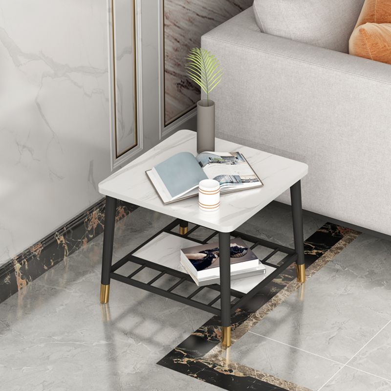4 Legs Metal End Table Luxurious Stone Top Side End Snack Table Clearhalo 'Coffee & Accent Tables' 'End & Side Tables' 'end_side_tables' 'furn' 'furn_end_side_tables' 'Furniture' 'Living Room Furniture' 1200x1200_66931db0-ca33-45df-93df-9111cc8da98c