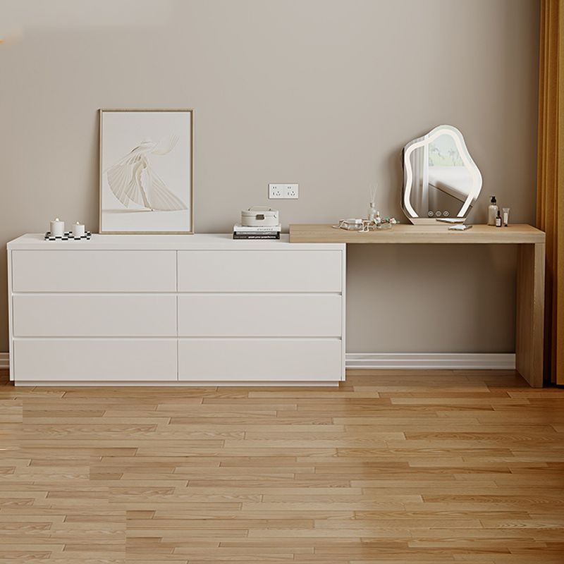 15,74 "tavolo da banco per trucco bianco di vanità largo con 6 cassetti