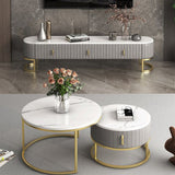 Gris / vert / orange 18 - Console de stand de télévision, support de télévision en marbre pour les téléviseurs avec des tiroirs