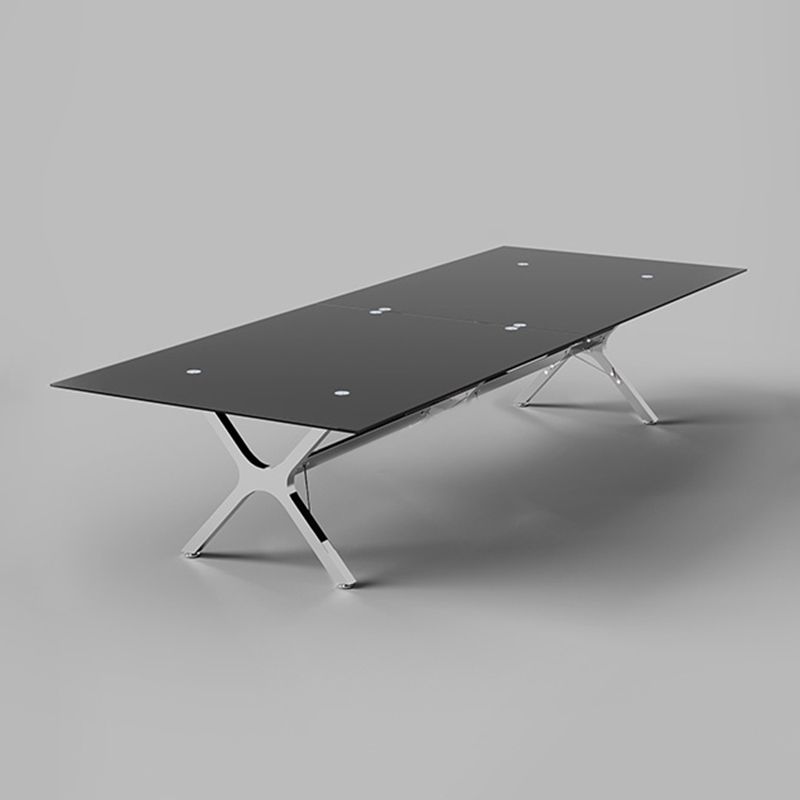 Tavolo da pranzo rettangolare contemporaneo in acciaio tavolo da pranzo in vetro per sala da pranzo