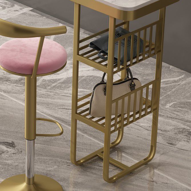 Glam Style Bar Table Artificial Marble Pub Table with Shelf for Dining Room, Only Table Clearhalo 'Bar Furniture' 'Bar Tables' 'bar_tables' 'furn' 'furn_bar_tables' 'Furniture' 'furniture_bar_tables' 'Kitchen & Dining Furniture' 1200x1200_669663c2-240b-4cb7-b321-c85677bd9863