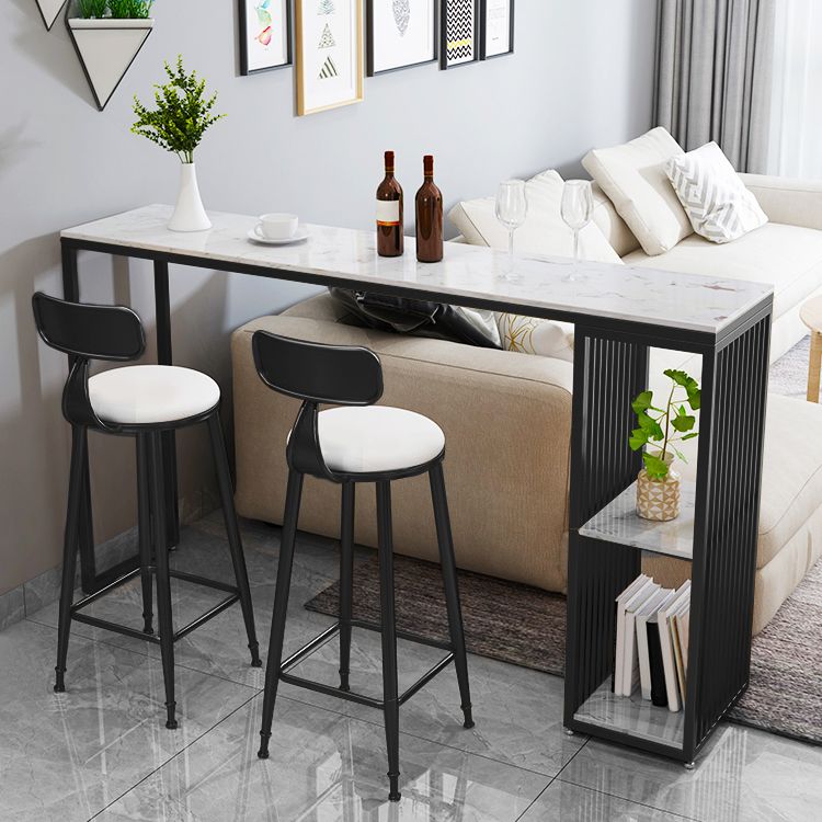 Modern Rectangle Bar Table Set 1/3 Pcs Black and Gold Metal Frame Bar Table and Stools Clearhalo 'Bar Furniture' 'furn' 'furn_home_bar_bar_sets' 'Furniture' 'Home Bars & Bar Sets' 'home_bar_bar_sets' 'Kitchen & Dining Furniture' 1200x1200_66966832-7cb8-406b-b7d5-69078c5244f6