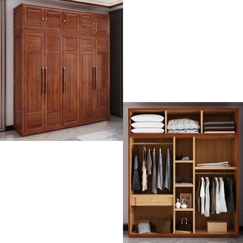 Contemporary Style Wardrobe Armoire Wood Wardrobe Closet with Doors and Drawer