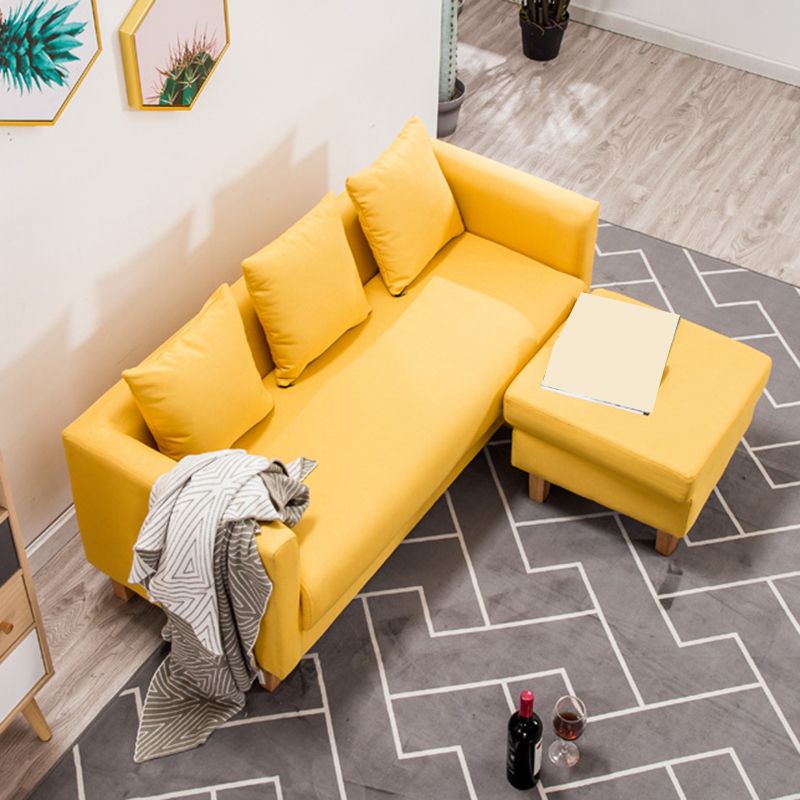 Sofá de lino escandinavo de cojín de un solo amortiguador de 3 plazas con 3 almohadas