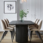 Oval Solid Wood Dining Table Modern Black Furniture with Double Pedestal for Apartment