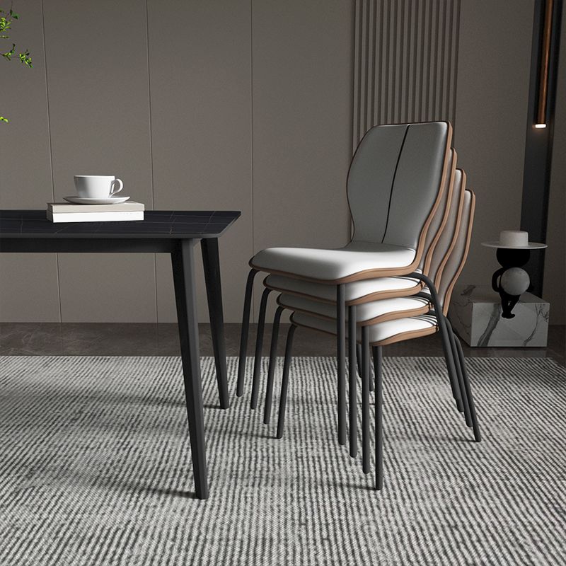 Industrielle Indoor -Kunstlederpolsterer Parsons Armless Dining Stuhl