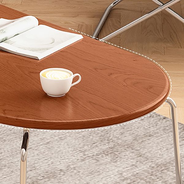 Steel 4 Legs Cocktail Table Oval Wood Top Coffee Table with Drawer Clearhalo 'Coffee & Accent Tables' 'Coffee Tables' 'coffee_tables' 'furn' 'furn_coffee_tables' 'Furniture' 'Living Room Furniture' 1200x1200_669907b6-3b89-41eb-8ca2-82d850badce2