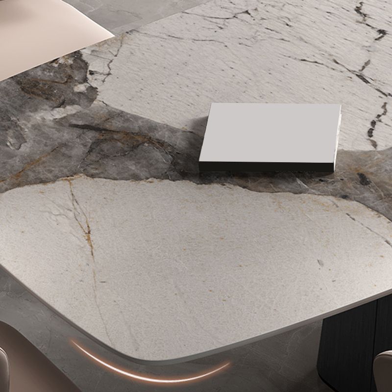Industrial Sintered Stone Dining Table Rectangle Table with Metal Base Clearhalo 'Dining Tables & Seating' 'Dining Tables' 'dining_table' 'furn' 'furn_dining_table' 'Furniture' 'Kitchen & Dining Furniture' 1200x1200_669a8ce8-0e31-47a4-960a-86af4bf341a1