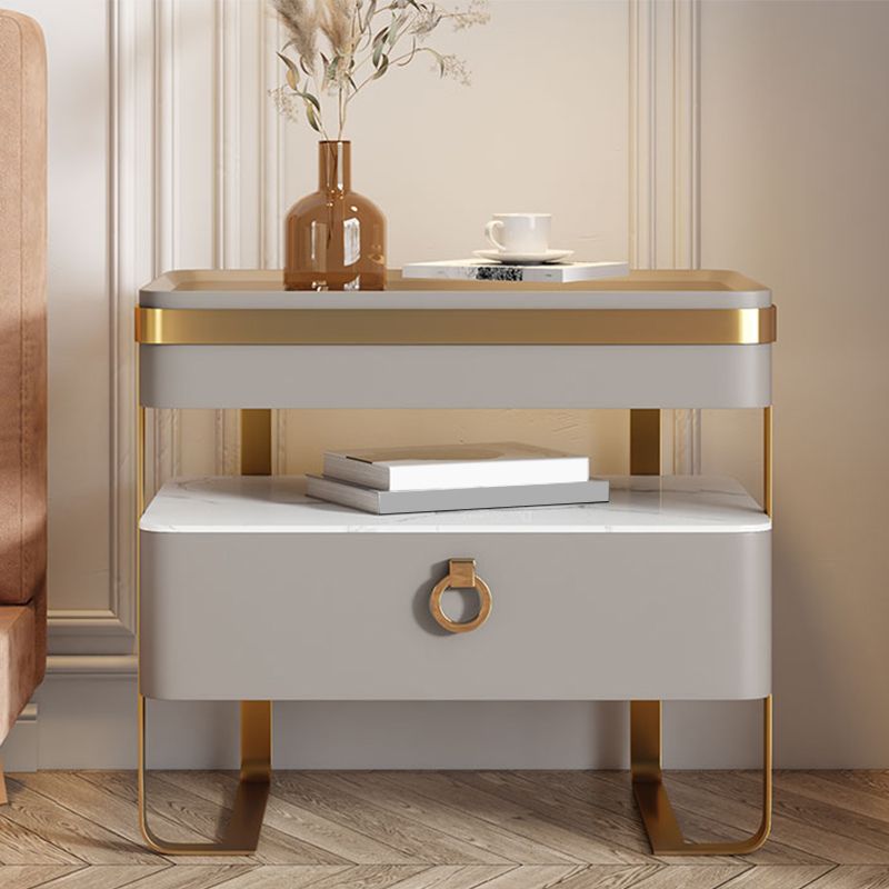 Glam 20 Inch H Nightstand Open Storage Glass Top Solid Wood Bed Nightstand with Legs Clearhalo 'Bedroom Furniture' 'furn' 'furn_night_stand' 'Furniture' 'night_stand' 'Nightstands' 1200x1200_669c47c5-52bf-42b2-9e0d-b450aae9dfc8