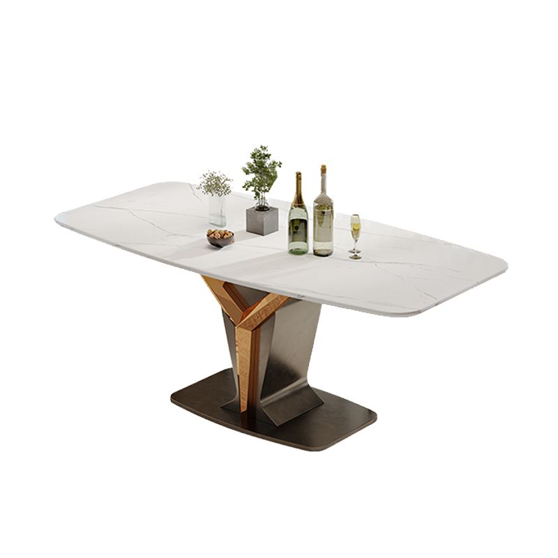 Rectangle Pedestal Dinner Room Kitchen Table Modern Dining Site Table Clearhalo 'Dining Tables & Seating' 'Dining Tables' 'dining_table' 'furn' 'furn_dining_table' 'Furniture' 'Kitchen & Dining Furniture' 1200x1200_669fa453-32e1-4ff5-9edd-213ded60c68c