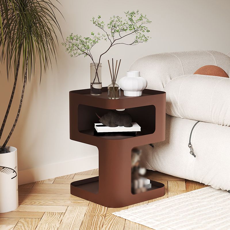 Tavolo da spuntino all'estremità laterale contemporanea con ripiani in metallo tavolo da camera da letto