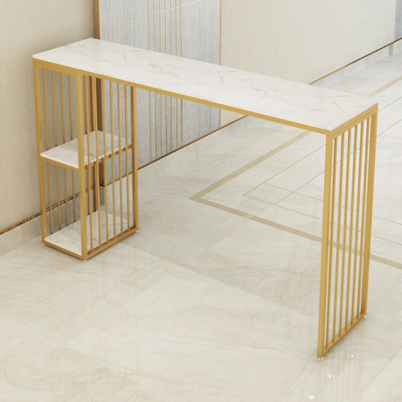 Modern Bar-height Table Faux Marble Top Bistro Pub Table with 2 Shelves Clearhalo 'Bar Furniture' 'Bar Tables' 'bar_tables' 'furn' 'furn_bar_tables' 'Furniture' 'Kitchen & Dining Furniture' 1200x1200_66a1450e-ffa0-40ba-957d-7a281fafed20