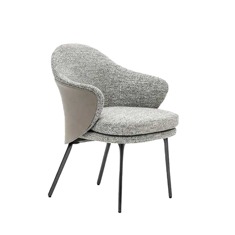 Fabric Arm Chair Nordic Style Parsons Dining Chairs with Black Legs