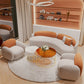 Curved Armless Seating Stain Resistant Sofa in Orange and Gray