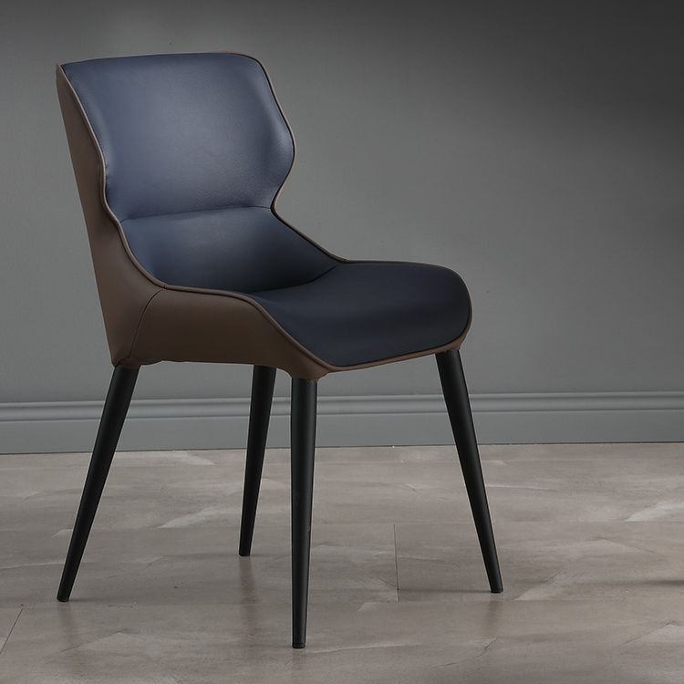 Scandinavian Style Faux Leather Dining Chair Solid Back Chair with 4 Black Finish Legs Clearhalo ' kitchen&dining_furn' 'Dining Chairs' 'Dining Tables & Seating' 'dining_chair' 'furn' 'furn_dining_chair' 'Furniture' 'furniture_dining_chair' 'Kitchen & Dining Furniture' 'kitchen' 1200x1200_66a3abea-7145-4c82-a558-e3708cc86144