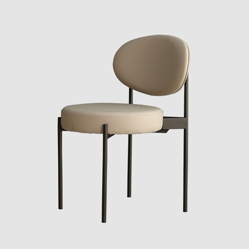 Modern Restaurant Open Back Side Chair PU Leather Dining Chair with Black Legs Clearhalo ' kitchen&dining_furn' 'Dining Chairs' 'Dining Tables & Seating' 'dining_chair' 'furn' 'furn_dining_chair' 'Furniture' 'furniture_dining_chair' 'Kitchen & Dining Furniture' 'kitchen' 1200x1200_66a407c1-8c39-4882-a5f6-edb93723770d