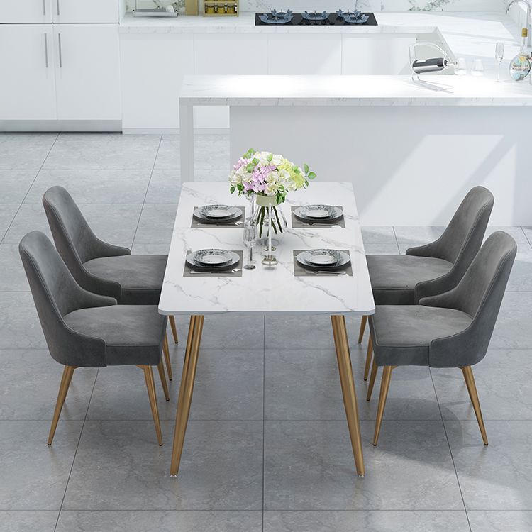 Mesa de la base de oro de la piedra mesa de cocina mesa de comedor de rectángulo de lujo tradicional