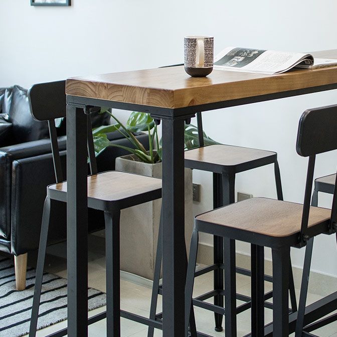 Tavolo da bar in legno massiccio naturale in legno massiccio tavolo da pub in metallo industriale