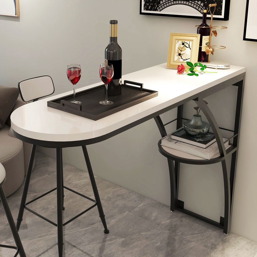 Modern White Wood Bar Table with Specialty Table Top Black Pedestal Table - 42" H Clearhalo 'Bar Furniture' 'Bar Tables' 'bar_tables' 'furn' 'furn_bar_tables' 'Furniture' 'furniture_bar_tables' 'Kitchen & Dining Furniture' 1200x1200_66ab5692-5be9-40c8-9bd0-cc744d139561