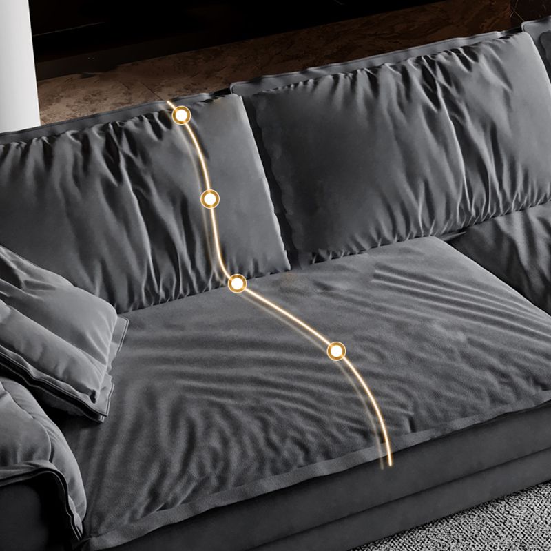 Stain-Resistant Dark Gray Contemporary Square Arm Solid Wood Sofa