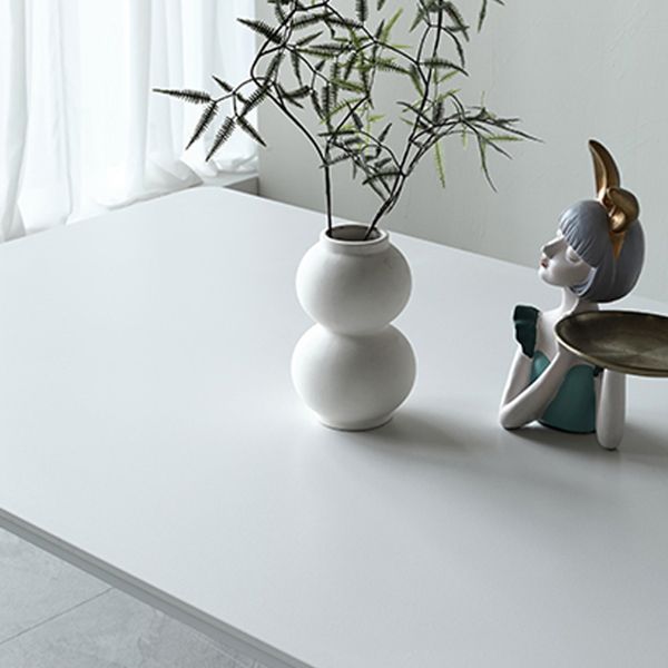 Modern White Kitchen Dining Table Sintered Stone Rectangle Shape Dining Table with 4 Legs Base Clearhalo ' dining_table' 'Dining Tables & Seating' 'Dining Tables' 'Furniture' 'furniture_dining_table' 'Kitchen & Dining Furniture' 'kitchen&dining_furn' 'kitchen' 'kitchen_dining_table' 1200x1200_66ae7f21-f160-4915-a928-b7590e0aa57a