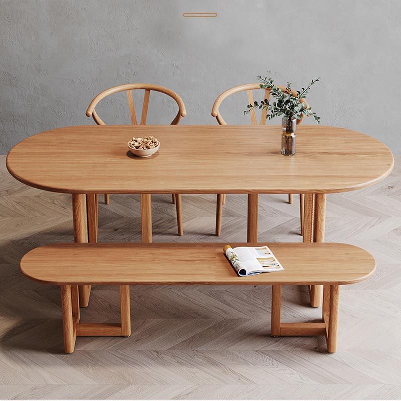 Modern Dining Table Solid Wood Top Dining Table with Double Rattan Base for Living Room Clearhalo 'Dining Tables & Seating' 'Dining Tables' 'dining_table' 'furn' 'furn_dining_table' 'Furniture' 'furniture_dining_table' 'Kitchen & Dining Furniture' 1200x1200_66aeaf40-a1e6-4512-9bda-5a52ea6d51d1