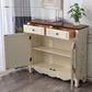 2 - Drawer Distressed Wood Cabinet 40.9" W Hand Painted Door Storage Cabinet