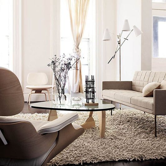 Mesa de café de vidrio triangular Mesa de café minimalista moderna para sala de estar