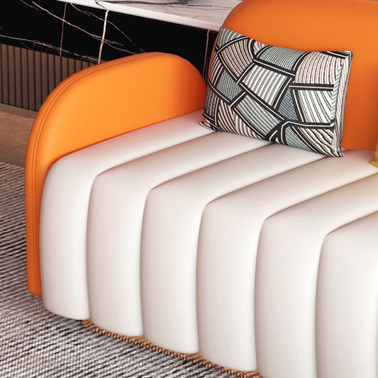 Zeitgenössisches runde Armstandard -Sofa enge Rücken -Faux -Ledersofa